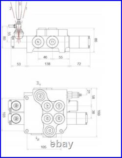 1x FLOATING 2 Bank Hydraulic Directional Control Valves 80L 21 gpm Double Acting 1x FLOATING 2 Bank Hydraulic Directional Control Valves 80L 21 gpm Double Acting