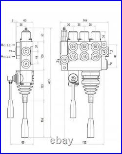 1x FLOATING 3 BANK Hydraulic Directional Control Valve JOYSTICK 11gpm 40L 3 xDA