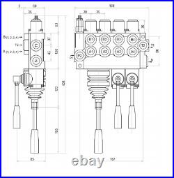 1x FLOATING 4 Spool Hydraulic Directional Control Valve JOYSTICK 11gpm 40L