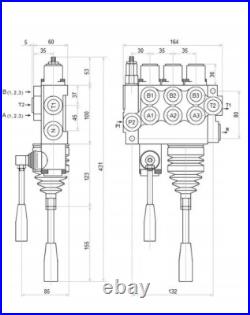 1x Single 3 BANK Hydraulic Directional Control Valve JOYSTICK 11gpm 40L 2 xDA 1x Single 3 BANK Hydraulic Directional Control Valve JOYSTICK 11gpm 40L 2 xDA