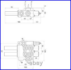 1x Single Act. 2 Bank Hydraulic Directional Control Valve 11gpm 40L cable kit ex