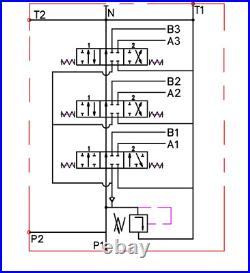 1x Single Acting 3 Bank Hydraulic Directional Control Valve 11gpm 40L 2x DA ex