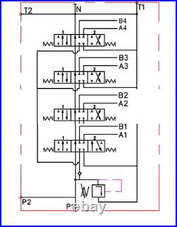 1x Single Acting 4 Bank Hydraulic Directional Control Valve 11gpm 40L 3x DA