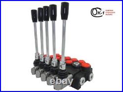 1x Single Acting 5 Bank Hydraulic Directional Control Valve 11gpm 40L 4x DA