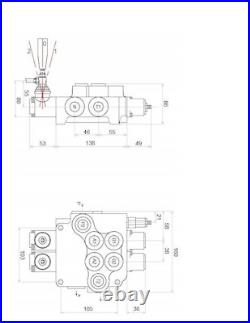 2 Bank Hydraulic Directional Control Valve 21gpm 80L 1x Single 1x Double ex