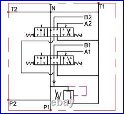 2 Bank Hydraulic Directional Control Valve 21gpm 80L 1x Single 1x Double ex