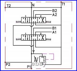 2 Bank Hydraulic Directional Control Valve 21gpm 80L Double Acting Cylinder ex