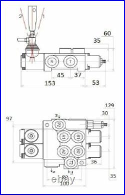 2 Spool Hydraulic Directional Control Valve 11gpm 40L Double Acting Cylinder DA
