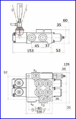 2 x Single Acting 2 BANK Hydraulic Directional Control Valve 11gpm 40L 2x SA