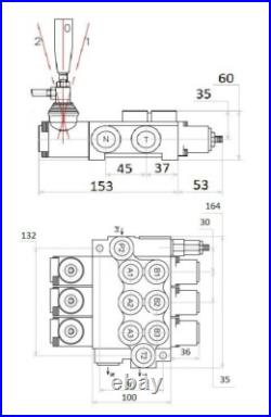 2 x Single Acting 3 Bank Hydraulic Directional Control Valve 11gpm 40L 2x SA ex 2 x Single Acting 3 Bank Hydraulic Directional Control Valve 11gpm 40L 2x SA ex