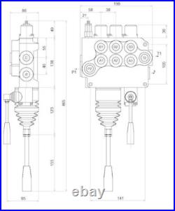 3 BANK Hydraulic Directional Control Valve JOYSTICK 21gpm 80L 3x double acting