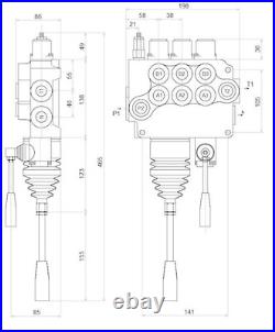 3 BANK Hydraulic Directional Control Valve JOYSTICK 21gpm 80L 3xdouble acting ex