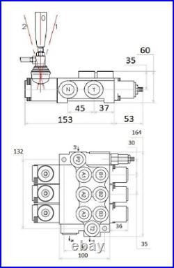 3 Spool Hydraulic Directional Control Valve 11gpm 40L Double Acting Cylinder DA
