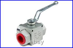 3 Way High Pressure Hydraulic Ball Valve 1 NPT L Flow 5145 PSI Chief DE3L-1-NPT