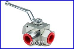 3 Way High Pressure Hydraulic Ball Valve 1 NPT L Flow 5145 PSI Chief DE3L-1-NPT