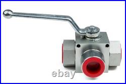 3 Way High Pressure Hydraulic Ball Valve 1 NPT L Flow 5145 PSI Chief DE3L-1-NPT