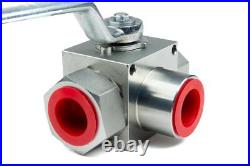 3 Way High Pressure Hydraulic Ball Valve 1 NPT L Flow 5145 PSI Chief DE3L-1-NPT