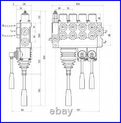 4 BANK Hydraulic Directional Valve JOYSTICK 11gpm 40L 1x Single 3x double acting 4 BANK Hydraulic Directional Valve JOYSTICK 11gpm 40L 1x Single 3x double acting