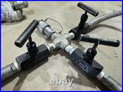 4 Way 10,000 PSI Hydraulic Manifold C/W 3 X Power Team 9575 Valves & 3 Mtrs Hose