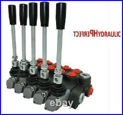 5 Spool Hydraulic Directional Control Valve 11gpm 40L 1x Single 4x Double Acting