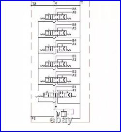 6 Bank Hydraulic Directional Control Valve 11gpm 40L 1x Single 5x Double Acting