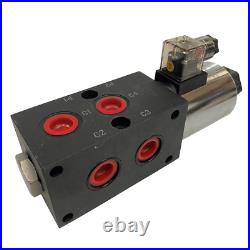 6 Port Hydraulic Solenoid Diverter Valve 60-80lpm 1/2 Bsp Ports 12/24vdc