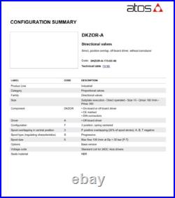 Atos Hydraulic CETOP-5 Proportional Directional valve DKZOR-A-173-S5 40