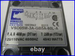 Continental Hydraulics Vsd05m-3a-gb5a Directional Control Valve 4600psi 120v-ac