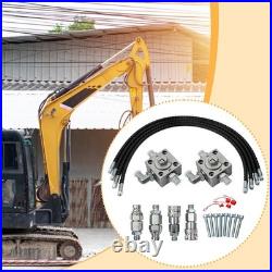Durable Mini Excavator 3 Way Diverter Valves Kit Hydraulic Hose Quick Connector
