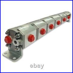 Geared Hydraulic Flow Divider 6 Way Valve, 1.6cc/Rev, without Centre Inlet