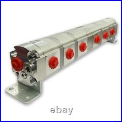 Geared Hydraulic Flow Divider 6 Way Valve, 11cc/Rev, with Centre Inlet