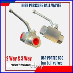 HYDRAULIC BALL VALVE HIGH PRESSURE 2 & 3 WAY OPTIONS 1/4 to 1 BSP 500 Bar