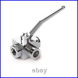 Hydraulic 3 Way Ball Valve with fixing holes, BSP Ports, RS 3 VIE, 1 1/4