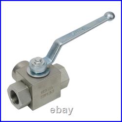 Hydraulic 3 Way High Pressure Ball Valve 14 to 1 Carbon Steel Construction Hydraulic 3 Way High Pressure Ball Valve 14 to 1 Carbon Steel Construction