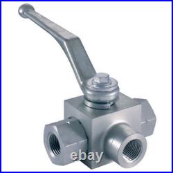 Hydraulic 3 Way T-Ported BSPP Ball Valve For Sizes Ranging 1/4 to 1.1/2