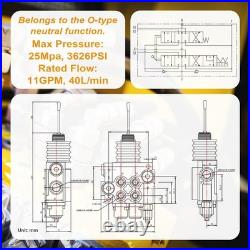 Hydraulic Control Valve with Float, 2 Spool 11GPM Hydraulic Directional Valv