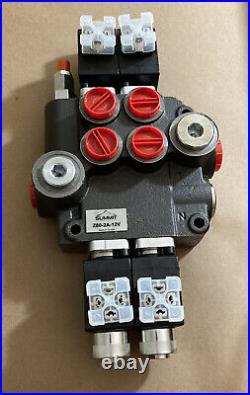 Hydraulic Monoblock Solenoid Directional Control Valve, 2 Spool, 21 GPM, 12V DC