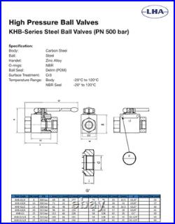 Lha 1.1/2 Bsp Female 2 Way Hydraulic High Pressure Ball Valve 315 Bar Freepost