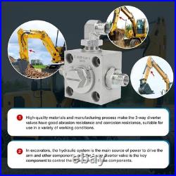 Mini Excavator Valve 3 Way Diverter Valve With Hydraulic Accessory Tool New