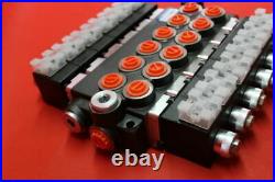 Monoblock hydraulic valve wood splitter valve 6-way 12V 80 l / min + 3 joysticks