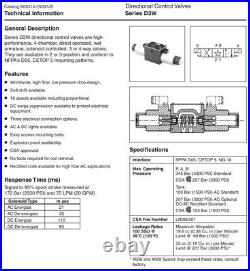 Parker Directional Hydraulic Control Valve D3W D3W001CNYP 120/60 110/50