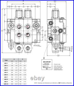 Walvoil Q80, 1-10 Bank, 1/2, 80L, D/Acting Spring Directional Hydraulic Valve Walvoil Q80, 1-10 Bank, 1/2, 80L, D/Acting Spring Directional Hydraulic Valve